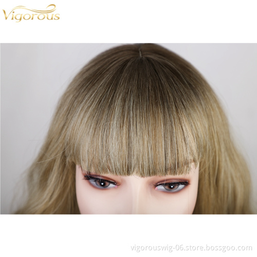 Vigorous water wave fashion wholesale bang cheap kinky color fiber futura headband curly wig heat resistant ombre synthetic hair